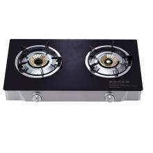 2 Burner Gas Stove with Black Tempered Glass